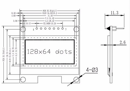 OLED Display 1.3 inch White/Blue